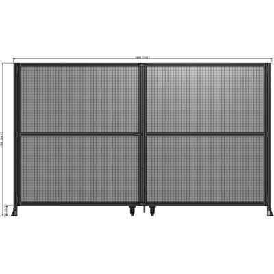 J8-2135-3600-0150-TYMTA DOUBLE PANEL, DOUBLE DOOR-FRAME W/O HEADER-HANDLE ON LEFT 2135MM X 3600MM  1" MESH, ASSEMBLED