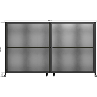 J8-2135-3600-0150-UYMTA DOUBLE PANEL, DOUBLE DOOR-FRAME W/O HEADER-HANDLE RIGHT 2135MM X 3600MM  1" MESH, ASSEMBLED