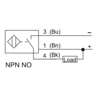 FI8-G18-ON6L ELCO THREADED CYLINDRICAL INDUCTIVE SENSOR M18, SWITCHING DISTANCE 8 MM, FLUSH, IP68, -30 TO 85 DEG C, NPN NO, CABLE 2 M