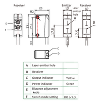 OS10S-SL6 ELCO PHOTOELECT SENSOR, OS10S-SERIES, OPPOSED EMITTER, LASER BEAM, OR:30 M, 10TO30VDC, -20TO60 DEG C, CABLE 2M