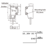 OS4-SS6 ELCO PHOTOELECT SENSORS, OS4-SERIES, FRONT-OPPOSED, EMITTER, POINT LIGHT, OR:1 M, 10TO30VDC, -10TO55 DEG C, CABLE 2M