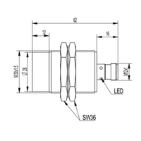 RF30-WR-M30H ELCO RFID RF30-SERIES, 13.56MHZ, ISO15693, RS-485, MODBUS RTU, 30X46MM, NICKEL-PLATED BRASS+PBT,-25 TO 70 DEG C, M12X1-MALE, FLUSH, OP DIST 0-70MM