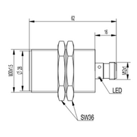 RF30-WR-MF30H ELCO RFID RF30-SERIES, 13.56MHZ, ISO15693, RS-485, MODBUS RTU, 30X46MM, NICKEL-PLATED BRASS+PBT,-25 TO 70 DEG C, M12X1-MALE, NON-FLUSH, OP DIST 0-60MM