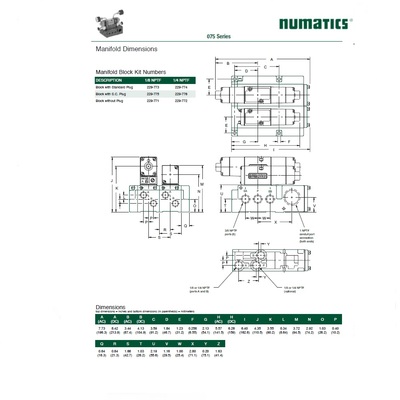 072SS615M000061 NUMATICS/AVENTICS SOLENOID VALVE/MANIFOLD<BR>075 SERIES 4/3 CLOSED CTR 24VDC 1/4" NPT