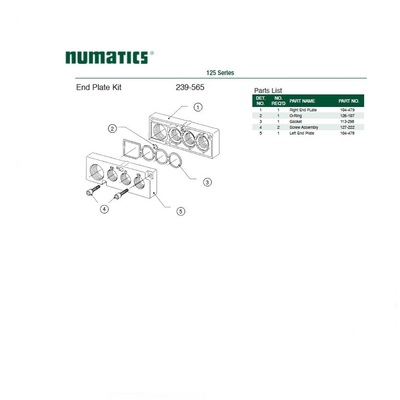 239-565 NUMATICS/AVENTICS END PLATE KIT<BR>125 SERIES 3/4" NPT