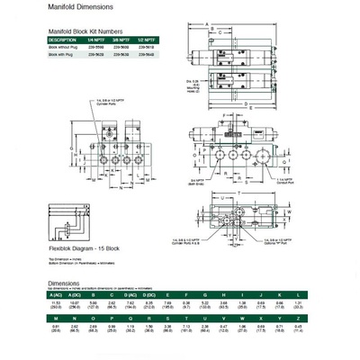 239-561 NUMATICS/AVENTICS MANIFOLD BLOCK<BR>125 SERIES 1/2" NPT S/B PORTS NO PLUG (15/25)