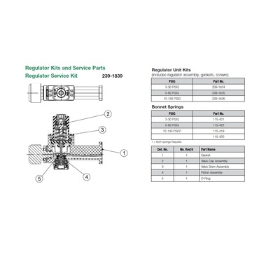 239-1824 NUMATICS/AVENTICS SANDWICH REGULATOR REPAIR KIT<BR>2005 SERIES REG KIT 3-30 PSI (0.2-2 BAR)