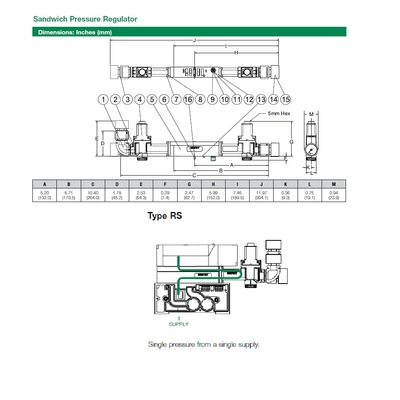 051RS100JP12H00 NUMATICS/AVENTICS SANDWICH REGULATOR<BR>2005 SERIES SGL PR 10-130PSI, NO GAUGE