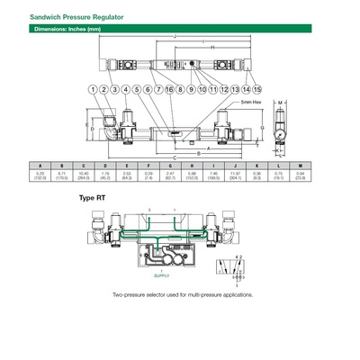 051RT100JP00000 NUMATICS/AVENTICS SANDWICH REGULATOR<BR>2005 SERIES 2 PR SEL 10-130PSI