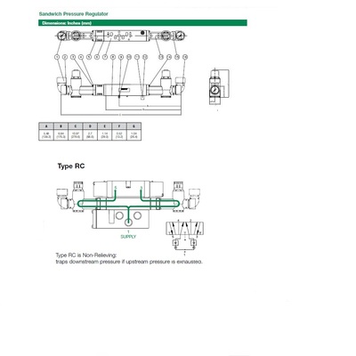 122RC400J016W00 NUMATICS/AVENTICS SANDWICH REGULATOR<BR>2012 SERIES DUAL PR/NRC 15-60PSI, TFG