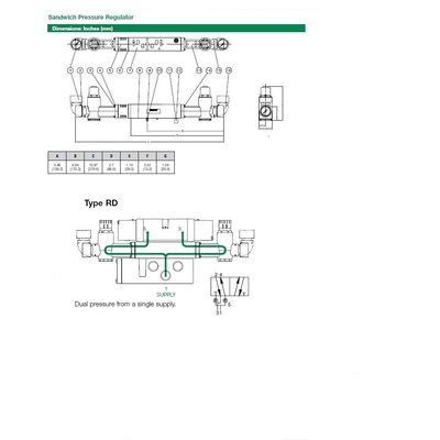 122RD400J000000 NUMATICS/AVENTICS SANDWICH REGULATOR<BR>2012 SERIES DUAL PR 5-60PSI
