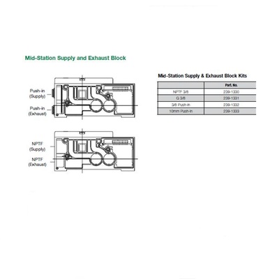 239-1332 NUMATICS/AVENTICS BLANK PLATE/MID STATION SUPPLY BLOCK<BR>2012 SERIES 3/8" TUBE
