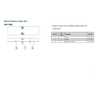 239-1390 NUMATICS/AVENTICS BLANK PLATE<BR>2012 SERIES