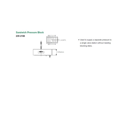 239-2188 NUMATICS/AVENTICS MANIFOLD PART<BR>2005 SERIES SANDWICH PRESSURE BLOCK 1/8" NPT
