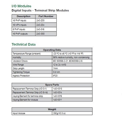 240-203 NUMATICS/AVENTICS MANIFOLD PART<BR>G3 16 INPUTS PNP DIGITAL TERMINAL STRIP MODULE