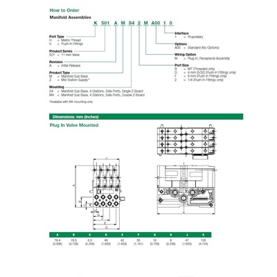 H501AMS4BMA0010 NUMATICS/AVENTICS MANIFOLD BLOCK<BR>501 SERIES 4 STATION M7 TRD SIDE PORTS SZB (PTY)
