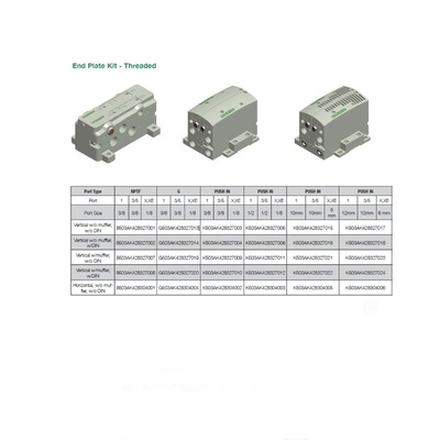 K503AK428304002 NUMATICS/AVENTICS END PLATE KIT<BR>503 SERIES 1/2" TUBE NO ELECTRONICS