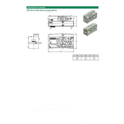 K503AZM2KMA0010 NUMATICS/AVENTICS BLANK PLATE/MID STATION SUPPLY BLOCK<BR>503 SERIES 2 STATION 10MM TUBE SIDE PORTS DZB (PTY)