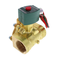 ASCO BRASS PROCESS SOLENOID VALVE 8220 SERIES 2/2 NC SPR RTN 120VAC, 15CV, 1 1/4" NPT