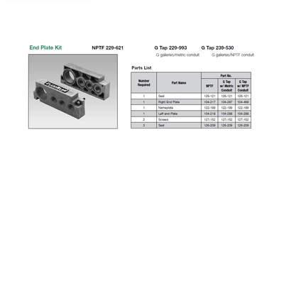 239-530 NUMATICS/AVENTICS END PLATE KIT<BR>MK15 SERIES 1/2" G W/NPT CONDUIT