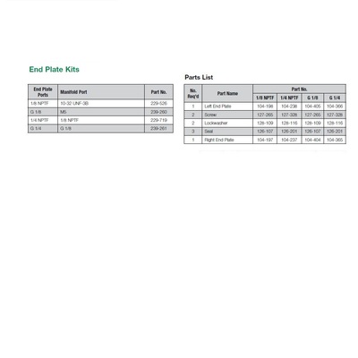 239-261 NUMATICS/AVENTICS END PLATE KIT<BR>MK3 SERIES 1/4" G