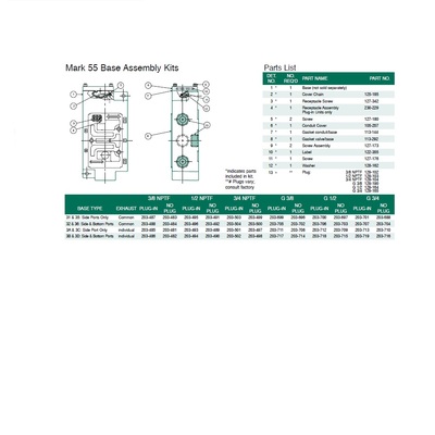203-496 NUMATICS/AVENTICS VALVE BASE<BR>MK55,SPA55 SERIES 1/2" NPT S/B PORTS (32/36)