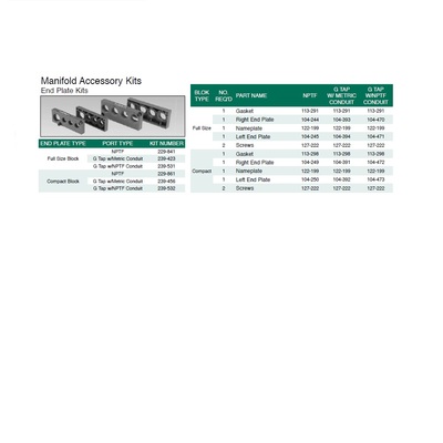 104-250 NUMATICS/AVENTICS END PLATE KIT<BR>MK55 SERIES 3/4" NPT COMPACT, LEFT SIDE ONLY