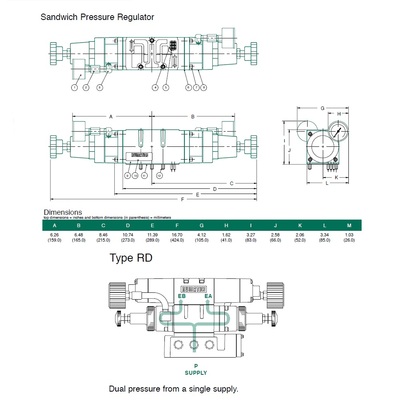 554RD400JP00000 NUMATICS/AVENTICS SANDWICH REGULATOR<BR>MK55,SPA55 SERIES DUAL PR 5-60PSI