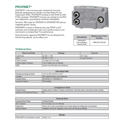 P580AEPN1010DRM NUMATICS/AVENTICS MANIFOLD PART<BR>580 SERIES PROFINET NONE W/DIN RAIL