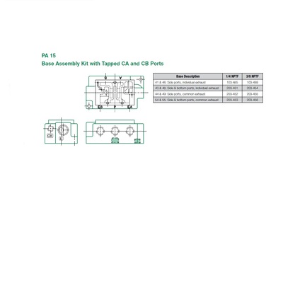 203-451 NUMATICS/AVENTICS VALVE BASE<BR>PA15 SERIES 1/4" NPT S/B PORTS (43/48)