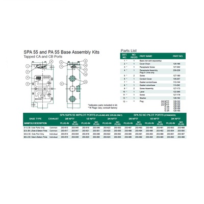 203-554 NUMATICS/AVENTICS VALVE BASE<BR>PA55,SPA55 SERIES 3/4" NPT S/B PORTS NO PLUG (3B/3D) W/EXT PLT PORT