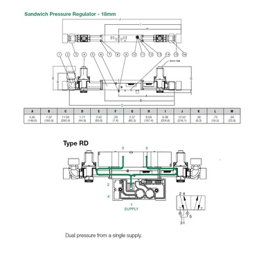 I51RD100J063D00 NUMATICS/AVENTICS SANDWICH REGULATOR<BR>ISO 18MM SERIES DUAL PR 10-130PSI, TFEG