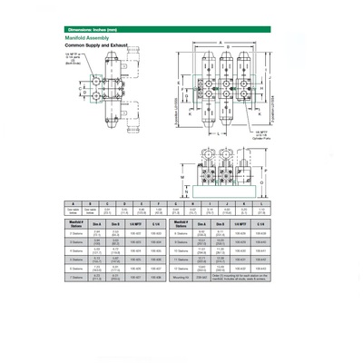 106-823 NUMATICS/AVENTICS MANIFOLD<BR>L01 SERIES 3 STATION 1/4" NPT