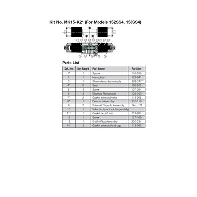 MK15-K2 NUMATICS/AVENTICS VALVE REPAIR KIT<BR>MK15 SERIES (SS4) DETENT