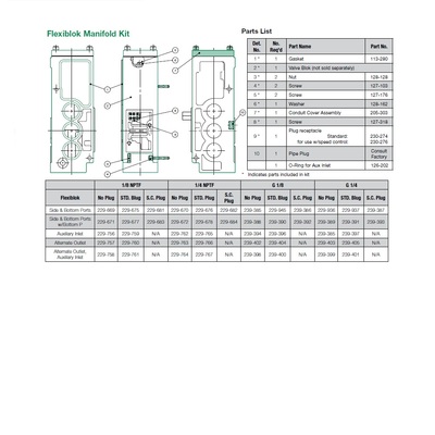 239-912 NUMATICS/AVENTICS MANIFOLD BLOCK<BR>MK8 SERIES 1/4" NPT AUXILILARY OUTLET (1B)